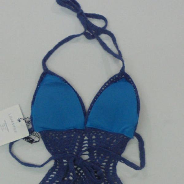 Lisa Maree Women&#039;s The Grease Monkey Crocheted Swimsuit Blue HM7 Size XS NWT #4 image