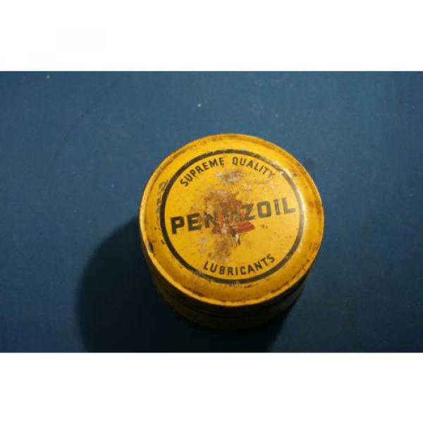 Old Vintage Unique Pennzoil lubricant grease round tin can 1 lb. #1 image