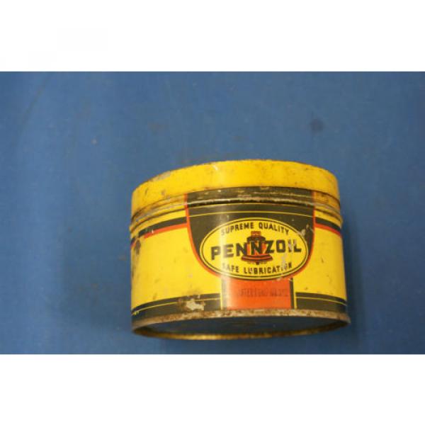 Old Vintage Unique Pennzoil lubricant grease round tin can 1 lb. #3 image