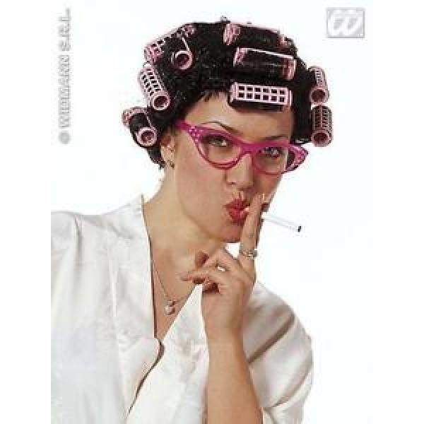 Ladies Black Curly Wig With Curlers 1940&#039;S Ww1 Grease Frenchy Fancy Dress #1 image