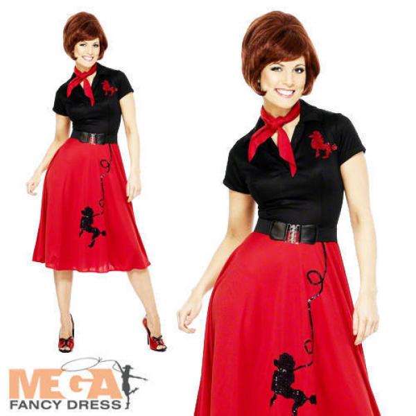 50s Red Poodle Fancy Dress Ladies Grease Costume 1950s Womens Outfit UK 12-22 #1 image
