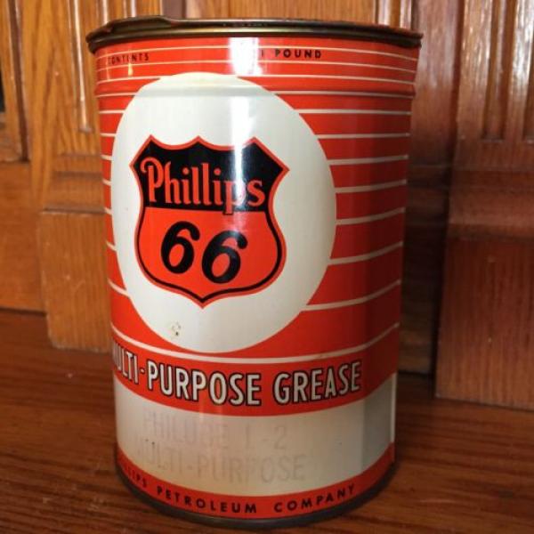 1940s PHILLIPS 66 1 LB TIN OIL GREASE CAN NOS UNOPENED FULL ORIGINAL #1 image