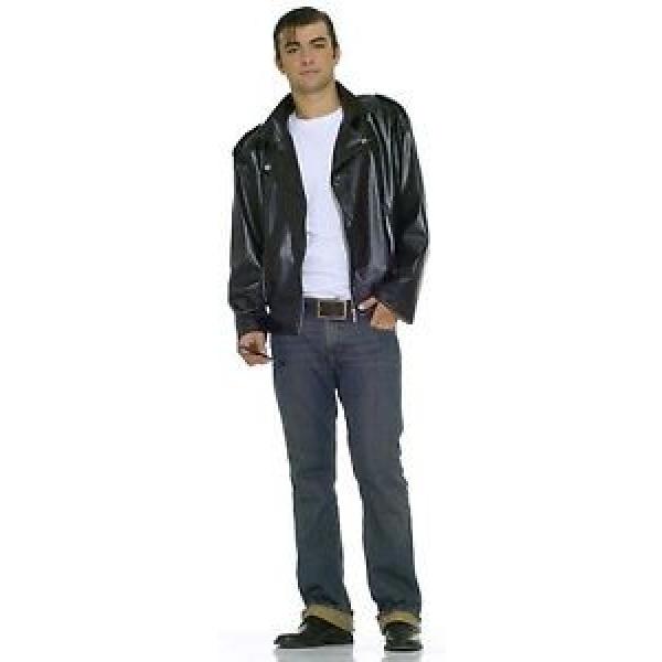 Mens Greaser Jacket 50s Grease Faux Leather Jacket Black Halloween 1950s Adult #1 image