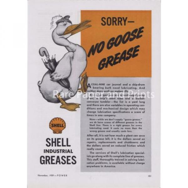 No Goose Grease Shell Oil 1939 Funny Vintage Illustrated Original Print Ad  #1 image