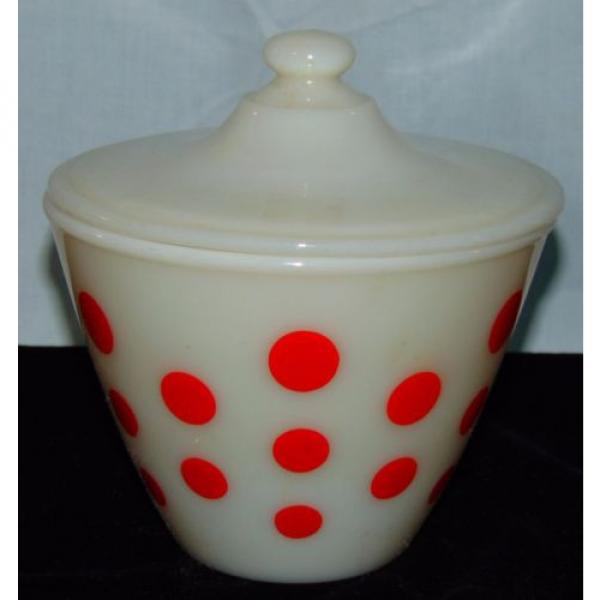 Fire King *IVORY w/RED DOTS* GREASE JAR w/LID* #1 image
