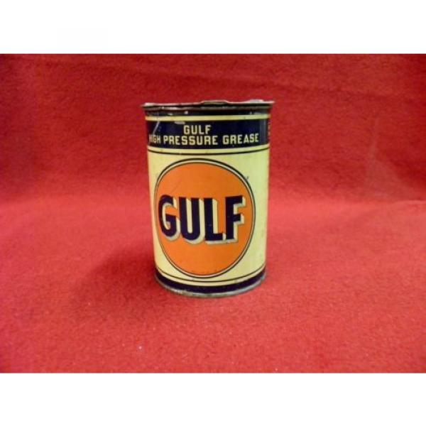 1945 GULF HIGH PRESSURE GREASE METAL CAN IN NICE CONDITION EMPTY #2 image