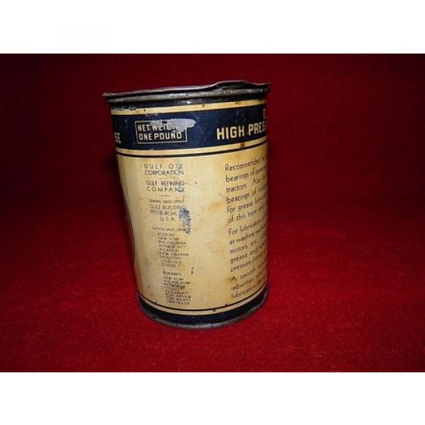 1945 GULF HIGH PRESSURE GREASE METAL CAN IN NICE CONDITION EMPTY #3 image