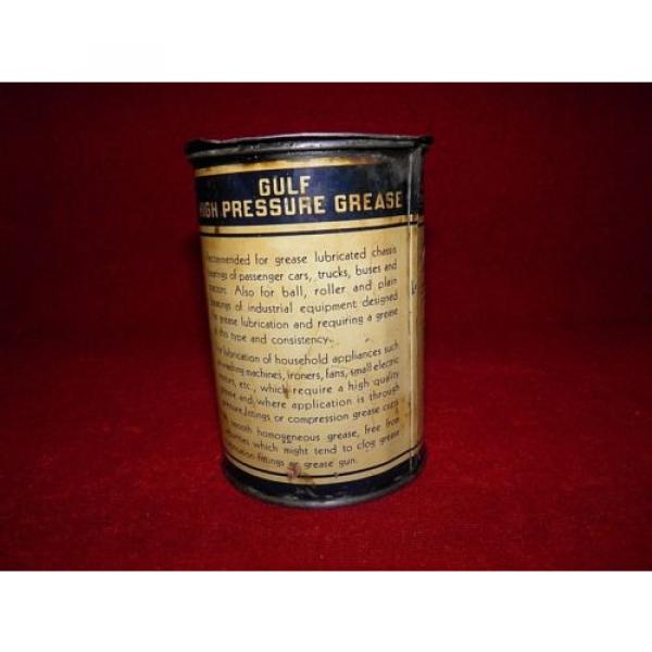 1945 GULF HIGH PRESSURE GREASE METAL CAN IN NICE CONDITION EMPTY #4 image