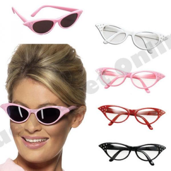 1950S 50S PINK LADY ROCK N ROLL SUNGLASSES GLASSES GREASE FANCY DRESS COSTUME #1 image