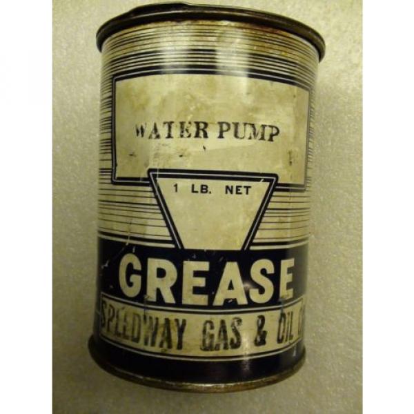 1940s Vintage SPEEDWAY GAS &amp; OIL CO. 1 LB. Grease Tin Can Full Water Pump #1 image