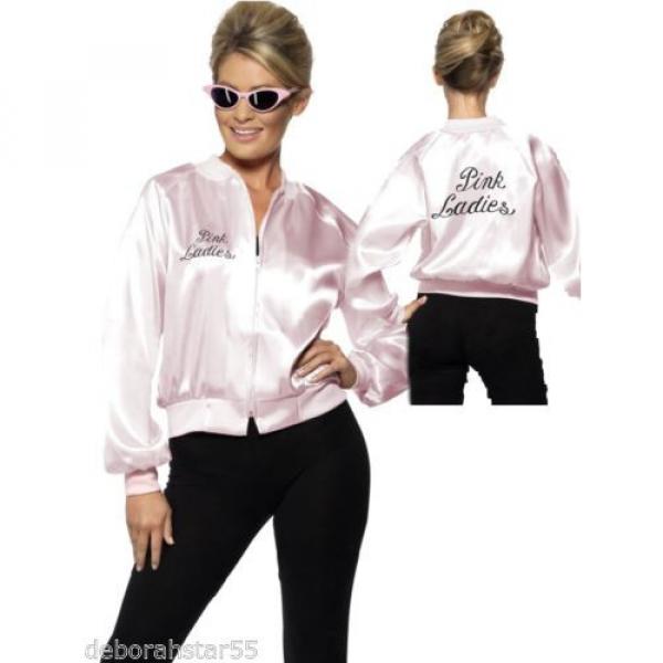 Smiffys Official Grease Pink Ladies Jacket Fancy Dress Hen Night Costume Outfit #1 image