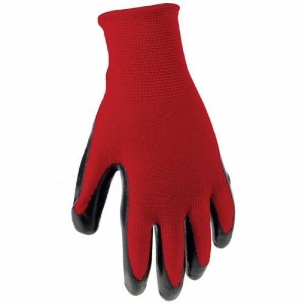 12 Pack Grease Monkey Nitrile Coated Gloves Red &amp; Black (L) Large, Work Mechanic #2 image