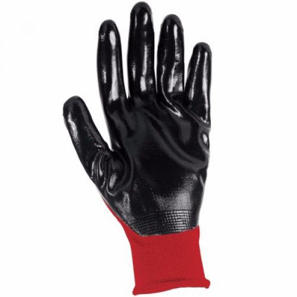 12 Pack Grease Monkey Nitrile Coated Gloves Red &amp; Black (L) Large, Work Mechanic #3 image