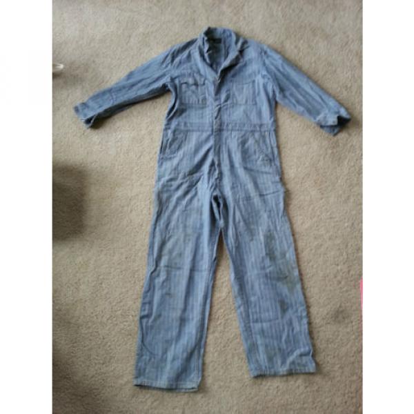 Dickies Sanforized Coveralls VINTAGE Antique Grease spots &amp; patches Herringbone #1 image