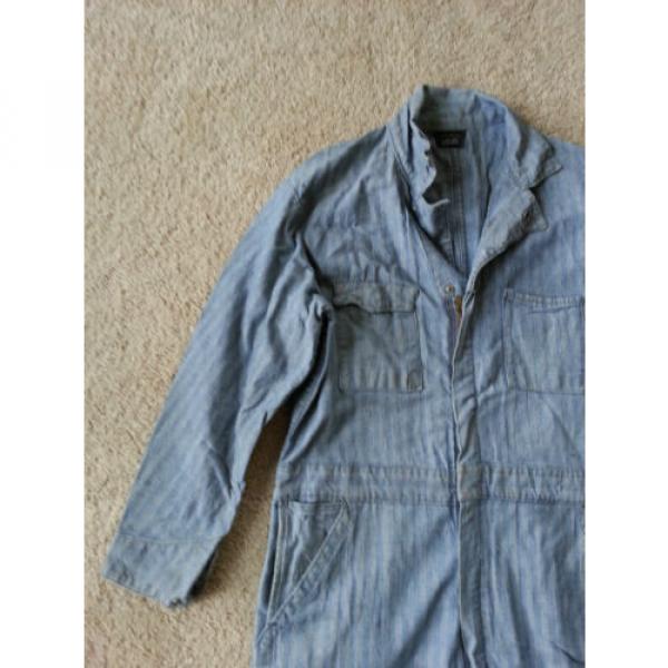 Dickies Sanforized Coveralls VINTAGE Antique Grease spots &amp; patches Herringbone #2 image