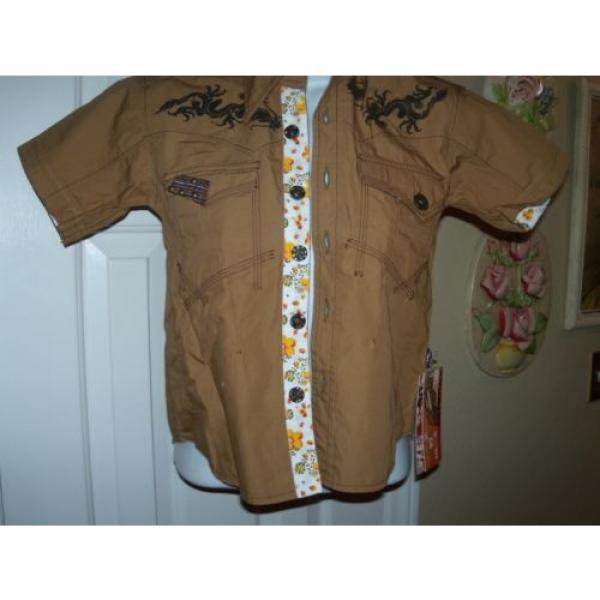Girls Size 8 Oil And Grease Company Button Down Shirt Beaded Cross  NWT #1 image