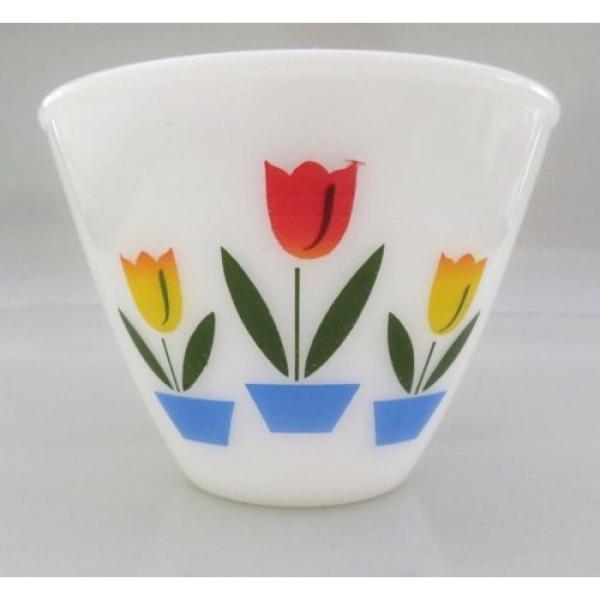 EUC VINTAGE FIRE KING TULIP NESTING MIXING GREASE BOWL,BRIGHT COLORS 4&#034; TALL #1 image