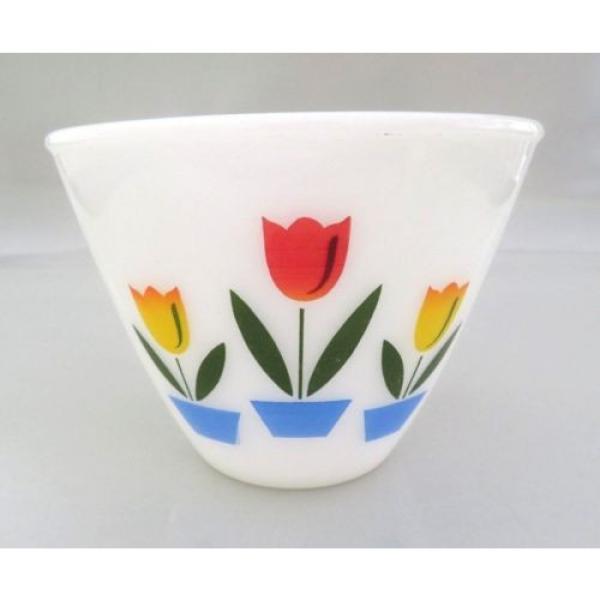 EUC VINTAGE FIRE KING TULIP NESTING MIXING GREASE BOWL,BRIGHT COLORS 4&#034; TALL #2 image