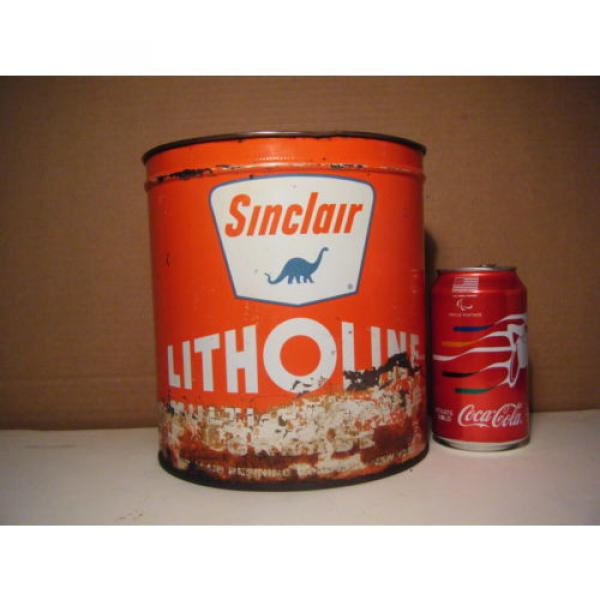 VINTAGE ADVERTISING SINCLAIR LITHOLINE MULTI PURPOSE GREASE CAN NO TOP #2 image
