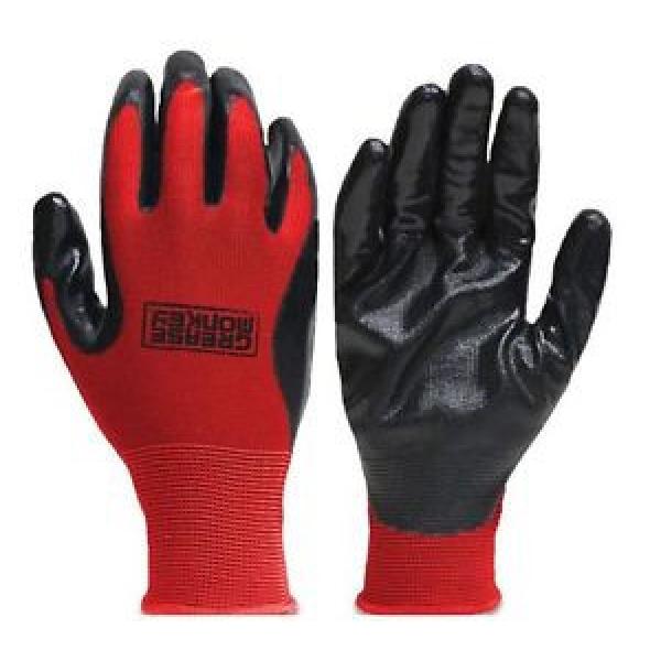 50 PAIRS OF  GREASE MONKEY NITRILE COATED WORK GLOVES SIZE L LARGE RED BLACK #1 image