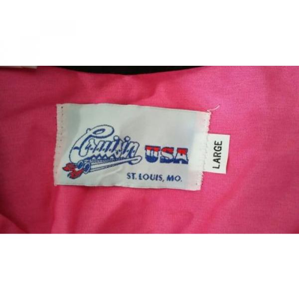 Pink Ladies Grease button shirt Large pink black short sleeve collar costume #3 image