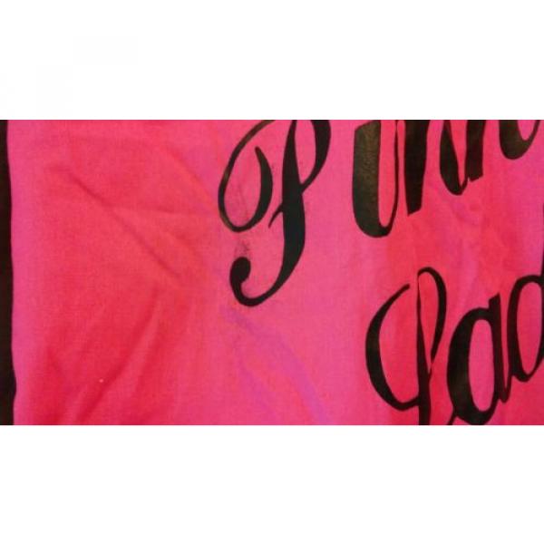 Pink Ladies Grease button shirt Large pink black short sleeve collar costume #4 image