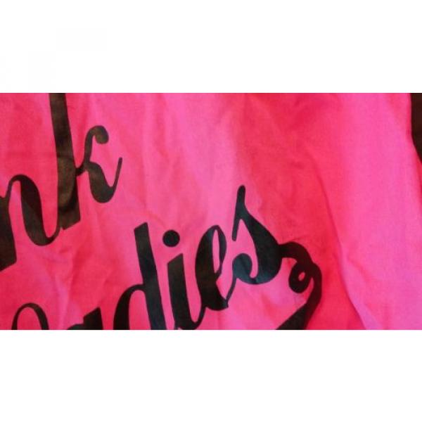 Pink Ladies Grease button shirt Large pink black short sleeve collar costume #5 image
