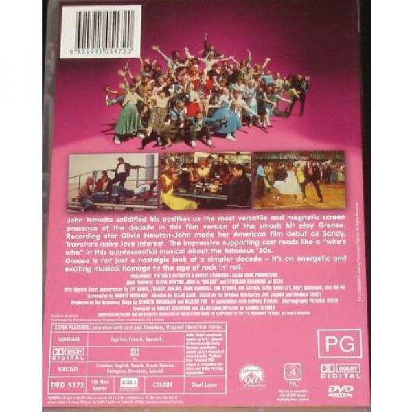 Grease - John Travolta, Olivia Newton John + Bonus Song Book Region 4 DVD, 2002 #2 image